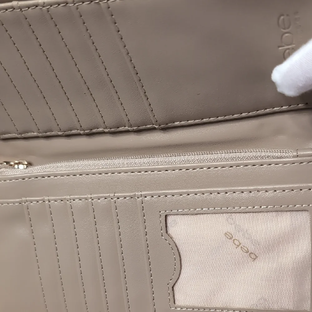 bebe Tan Quilted Clutch Wristlet